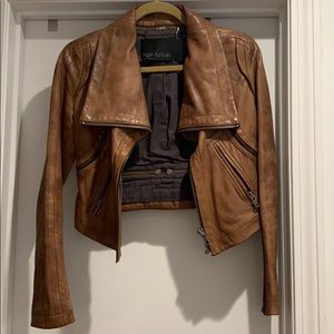 Yigal Azrouel brown leather motorcycle jacket